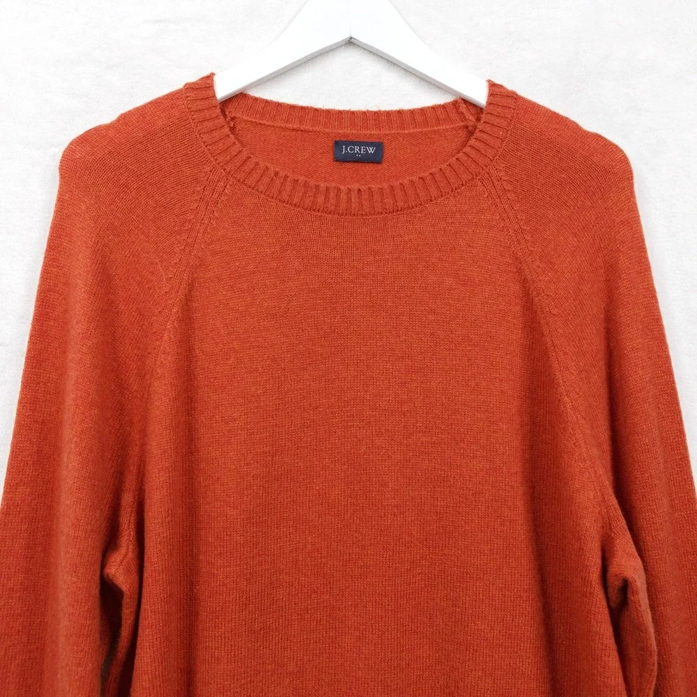 J CREW Lambswool Blend Crew Neck Sweater Pullover Burnt‎ Orange Fall Mens Sz XL